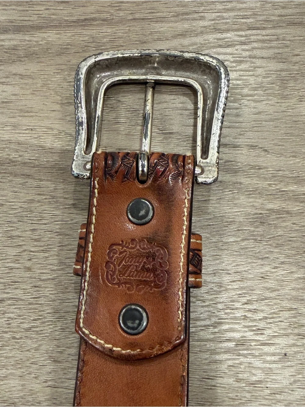 Tony Lama Western Belt 1354L Tooled Leather Aztec Southwest Woven Men's 32